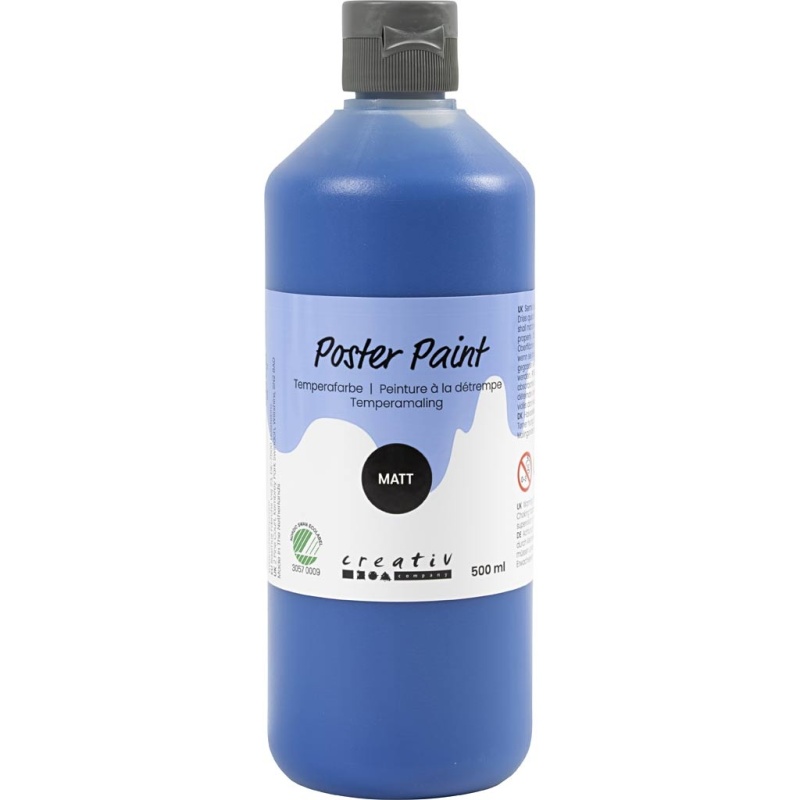 Temperafarbe, Matt, Halbdeckend, Dunkelblau, 500 ml/ 1 Fl.
