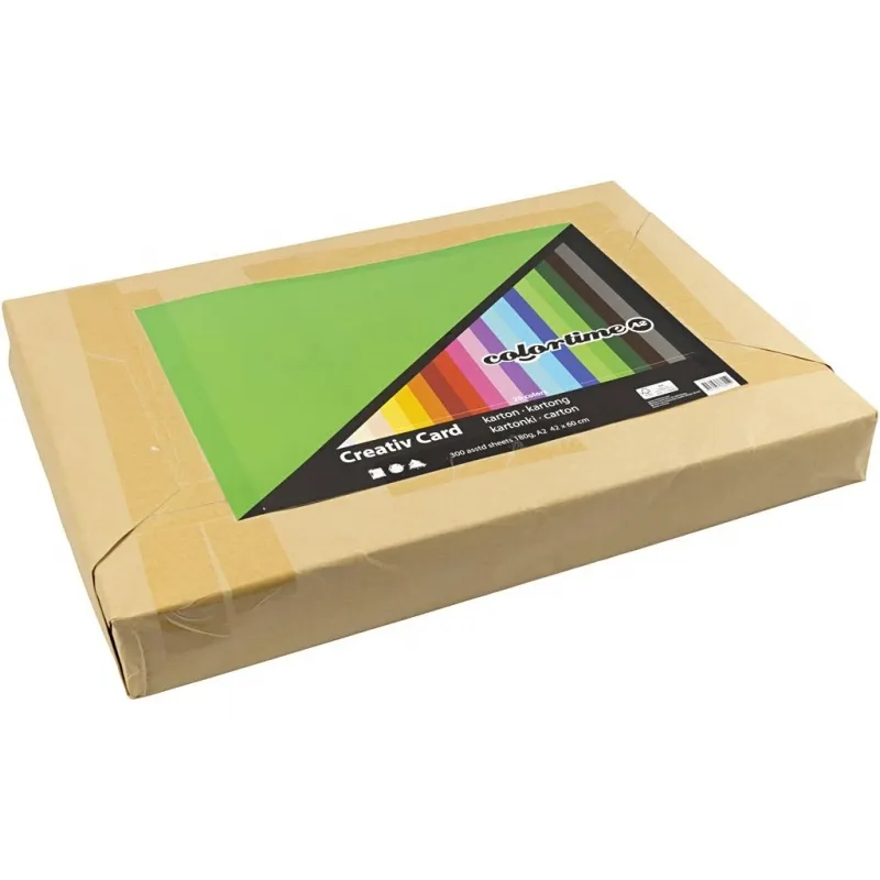 Bastelkarton, farbig, A2, Blatt 420x594 mm, 180 g, Sortierte Farben, 300 Bl. sort./ 1 Pck