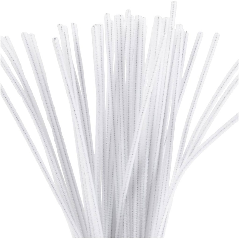 Pfeifenreiniger, L 30 cm, Dicke 4 mm, Weiß, 50 Stk/ 1 Pck