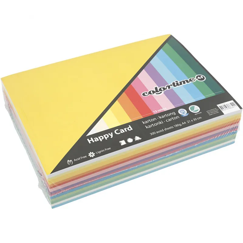 Bastelkarton Frühling, A4, Blatt 210x297 mm, 180 g, Sortierte Farben, 300 Bl. sort./ 1 Pck