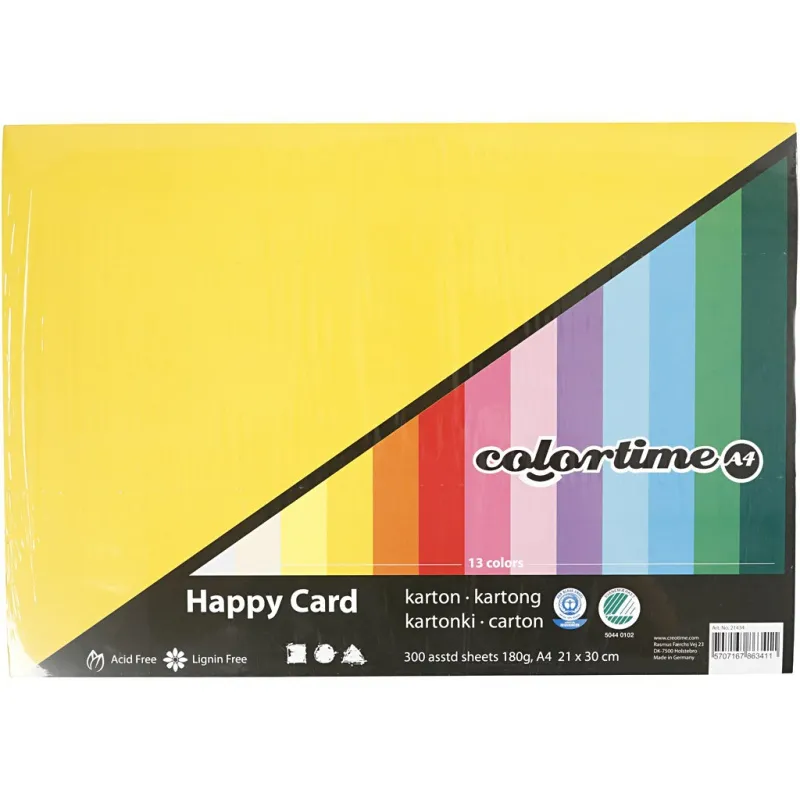 Bastelkarton Frühling, A4, Blatt 210x297 mm, 180 g, Sortierte Farben, 300 Bl. sort./ 1 Pck