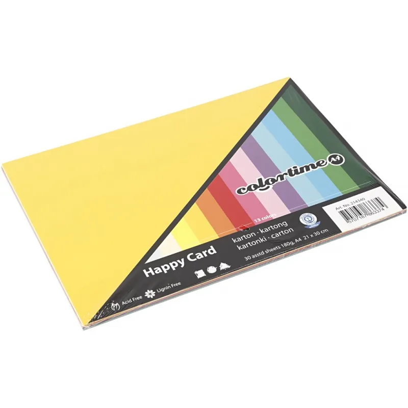 Bastelkarton Frühling, A4, Blatt 210x297 mm, 180 g, Sortierte Farben, 30 Bl. sort./ 1 Pck