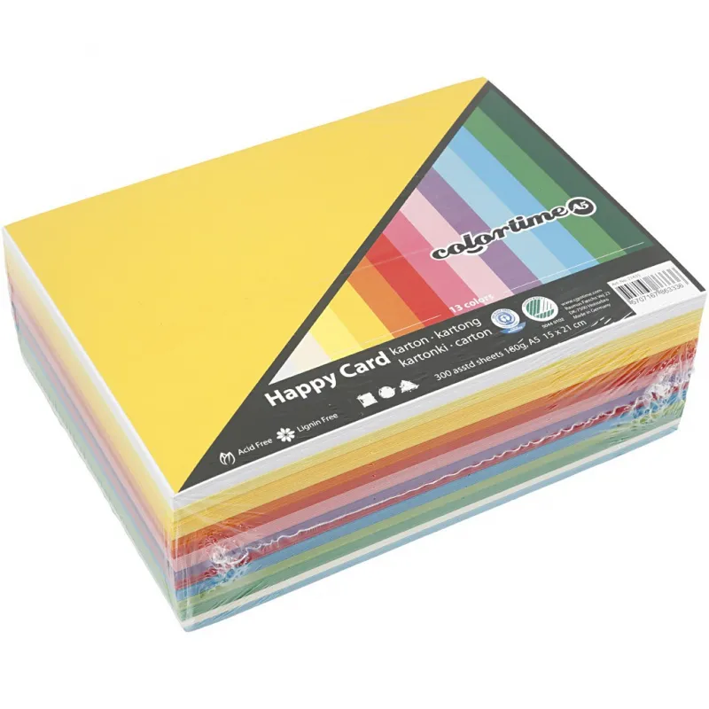 Bastelkarton Frühling, A5, Blatt 148x210 mm, 180 g, Sortierte Farben, 300 Bl. sort./ 1 Pck