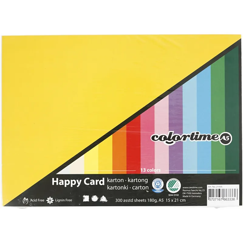 Bastelkarton Frühling, A5, Blatt 148x210 mm, 180 g, Sortierte Farben, 300 Bl. sort./ 1 Pck