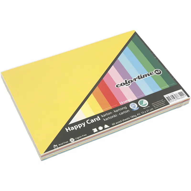 Bastelkarton Frühling, A5, Blatt 148x210 mm, 180 g, Sortierte Farben, 60 Bl. sort./ 1 Pck