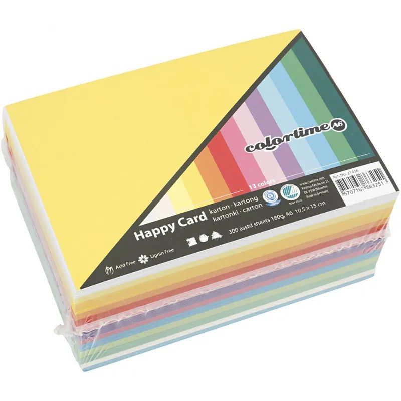 Bastelkarton Frühling, A6, Blatt 105x148 mm, 180 g, Sortierte Farben, 300 Bl. sort./ 1 Pck