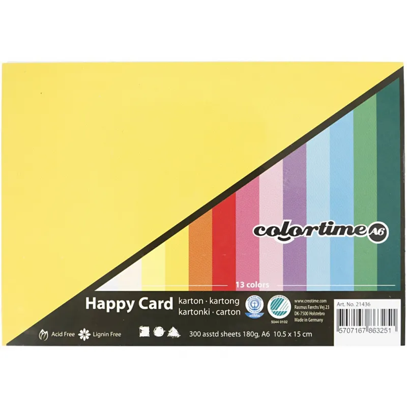 Bastelkarton Frühling, A6, Blatt 105x148 mm, 180 g, Sortierte Farben, 300 Bl. sort./ 1 Pck