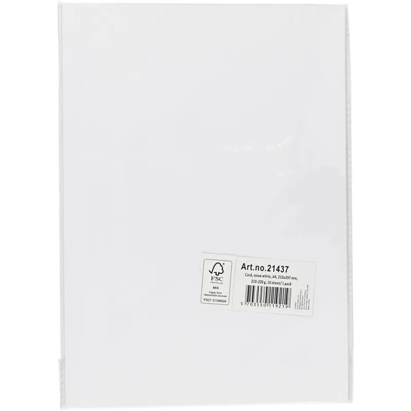 Karton, farbig, A4, Blatt 210x297 mm, 210-220 g, Weiß, 10 Bl./ 1 Pck