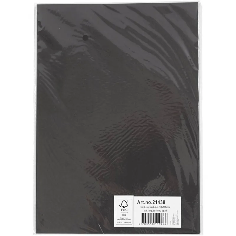 Karton, farbig, A4, Blatt 210x297 mm, 210-220 g, Schwarz, 10 Bl./ 1 Pck