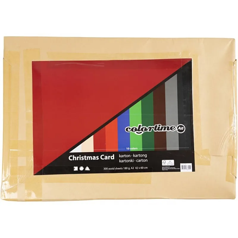 Bastelkarton Weihnachten, A2, Blatt 420x594 mm, 180 g, Sortierte Farben, 300 Bl. sort./ 1 Pck