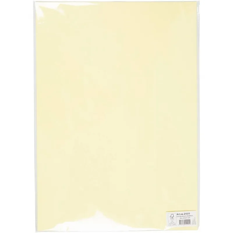 Bastelkarton, A2, Blatt 420x594 mm, 180 g, Hellgelb, 10 Bl./ 1 Pck