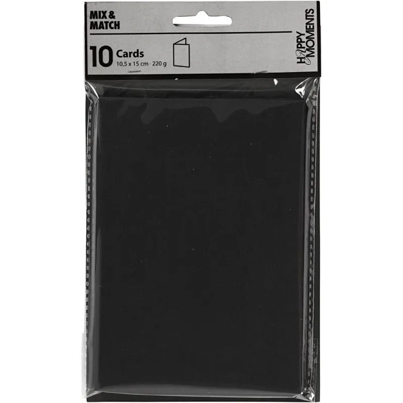 Karten, Kartengröße 10,5x15 cm, 220 g, Schwarz, 10 Stk/ 1 Pck