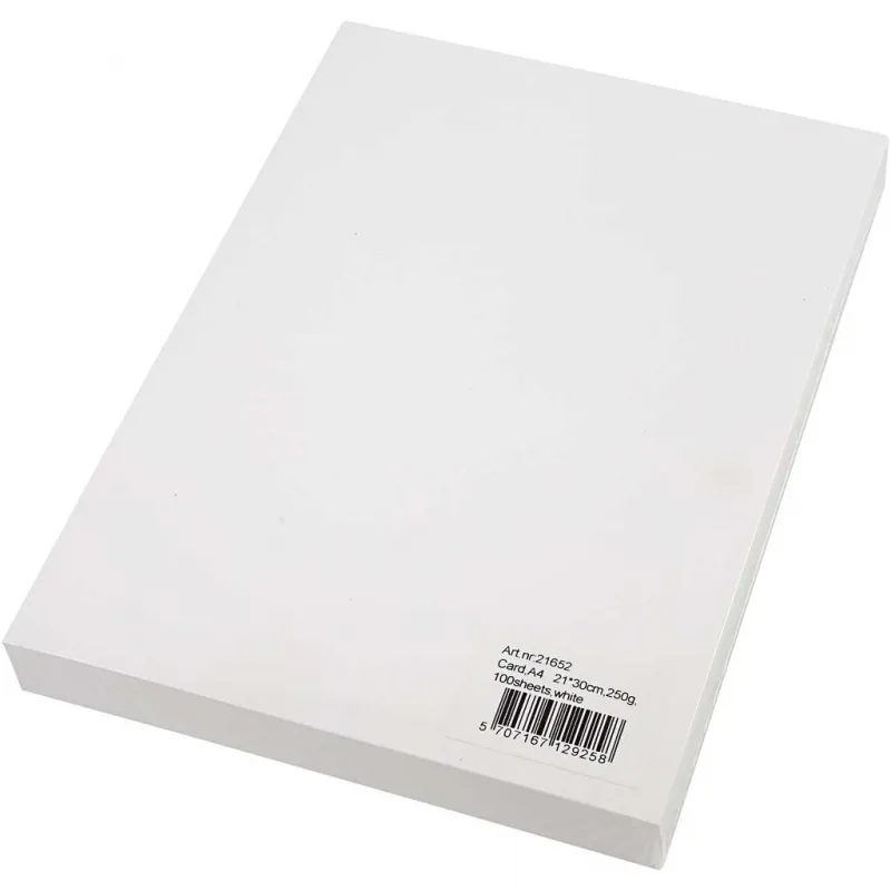 Karton, einfärbig, A4, Blatt 210x297 mm, 250 g, Weiß, 100 Bl./ 1 Pck