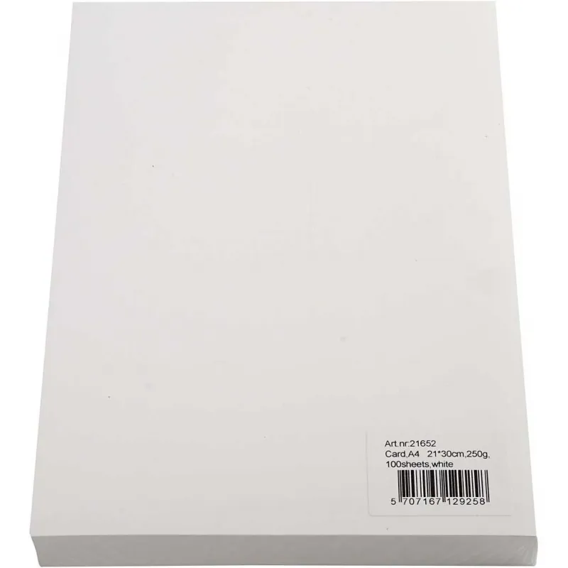 Karton, einfärbig, A4, Blatt 210x297 mm, 250 g, Weiß, 100 Bl./ 1 Pck
