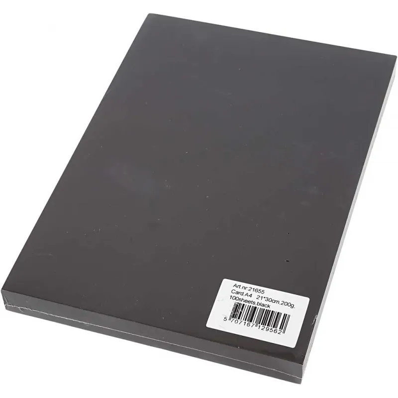 Karton, einfärbig, A4, Blatt 210x297 mm, 200 g, Schwarz, 100 Bl./ 1 Pck