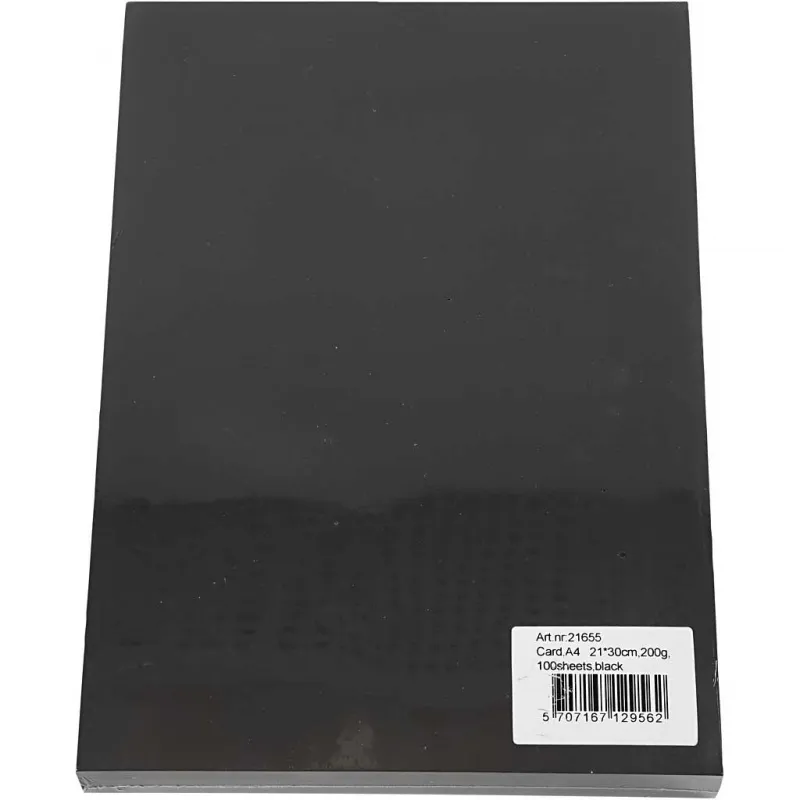 Karton, einfärbig, A4, Blatt 210x297 mm, 200 g, Schwarz, 100 Bl./ 1 Pck