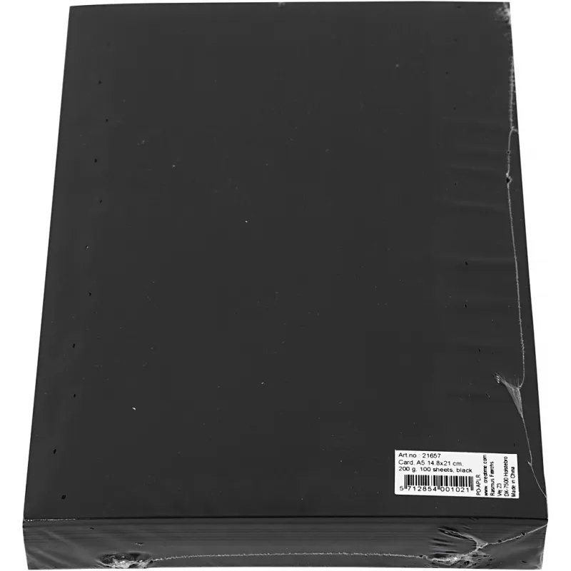 Karton, einfärbig, A5, Blatt 148x210 mm, 200 g, Schwarz, 100 Bl./ 1 Pck