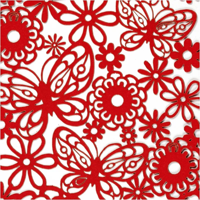 Karton mit Spitze, Blatt 10,5x15 cm, 200 g, Rot, 10 Stk/ 1 Pck
