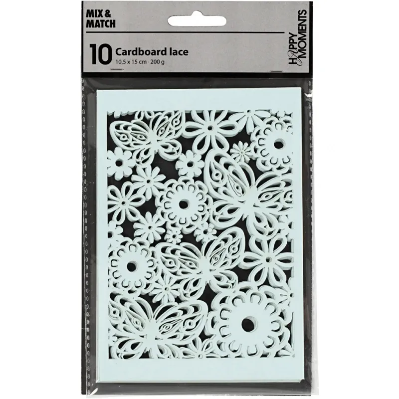 Karton mit Spitze, Blatt 10,5x15 cm, 200 g, Hellblau, 10 Stk/ 1 Pck