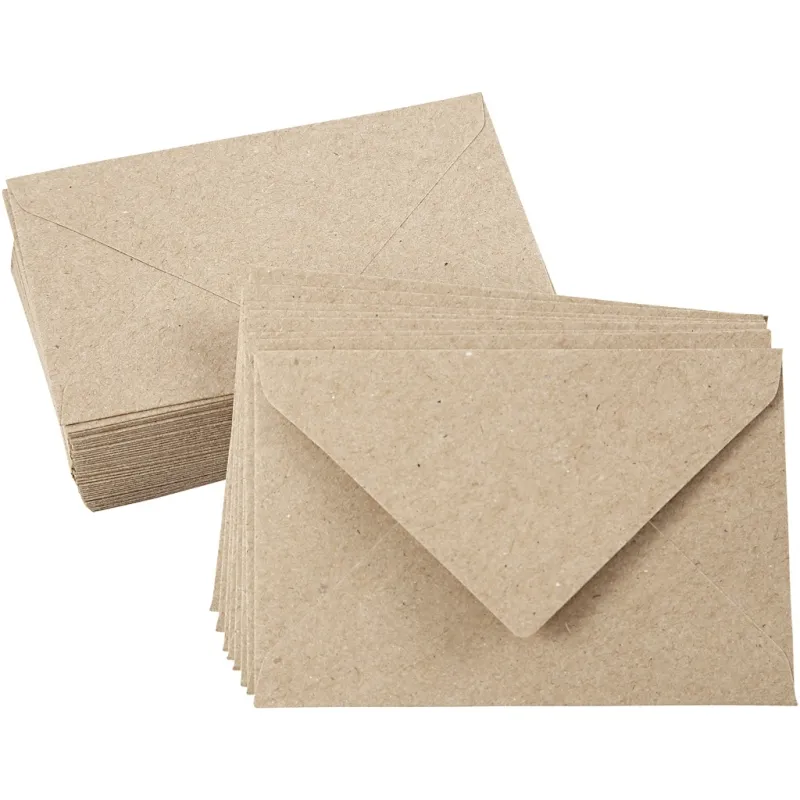 Recycling-Briefumschläge, Umschlaggröße 7,8x11,5 cm, 120 g, Natur, 50 Stk/ 1 Pck