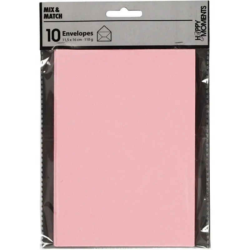 Umschläge, Umschlaggröße 11,5x16 cm, 110, Rosa, 10 Stk/ 1 Pck