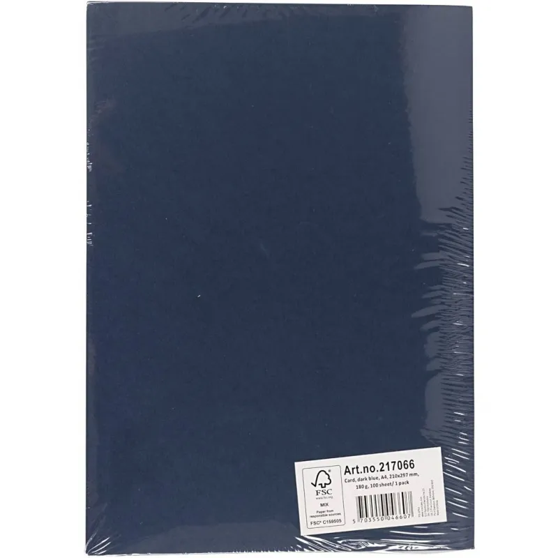 Bastelkarton, A4, Blatt 210x297 mm, 180 g, Dunkelblau, 100 Bl./ 1 Pck