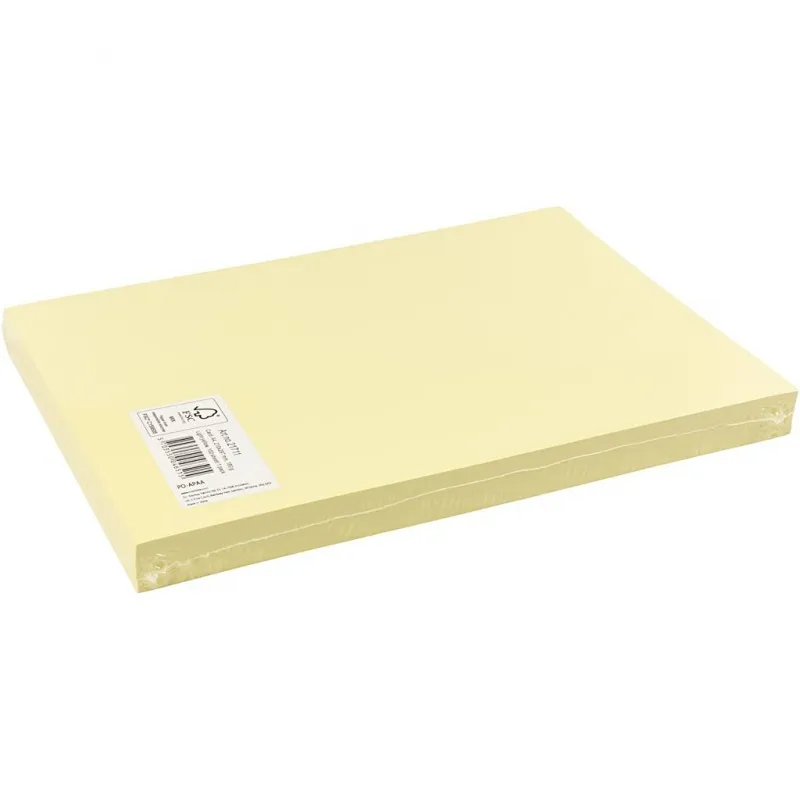 Bastelkarton, A4, Blatt 210x297 mm, 180 g, Hellgelb, 100 Bl./ 1 Pck