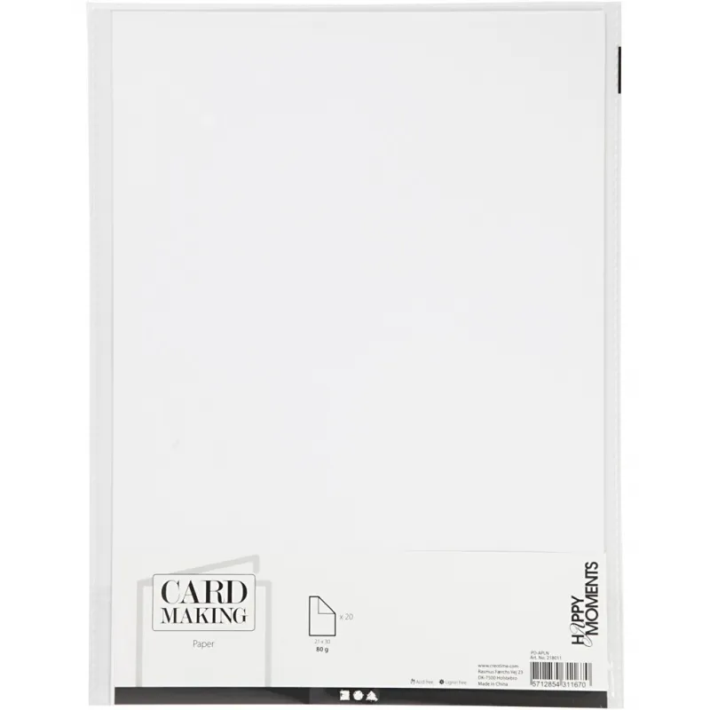 Papier, A4, Blatt 210x297 mm, 80 g, Weiß, 20 Stk/ 1 Pck