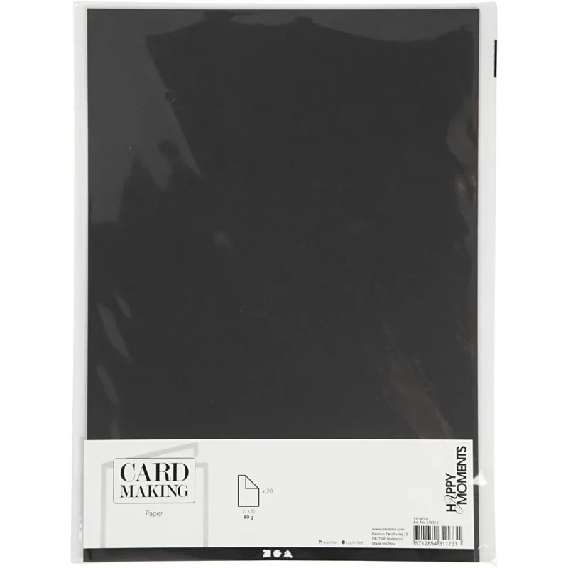 Papier, A4, Blatt 210x297 mm, 80 g, Schwarz, 20 Stk/ 1 Pck
