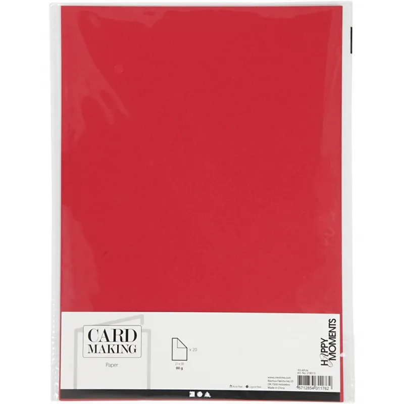 Papier, A4, Blatt 210x297 mm, 80 g, Rot, 20 Stk/ 1 Pck