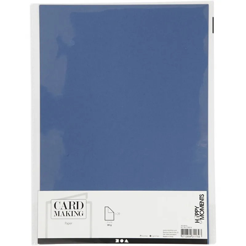Papier, A4, Blatt 210x297 mm, 110 g, Blau, 20 Stk/ 1 Pck