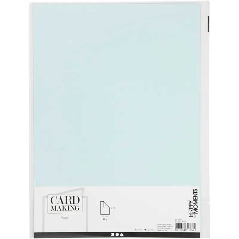 Papier, A4, Blatt 210x297 mm, 80 g, Hellblau, 20 Stk/ 1 Pck
