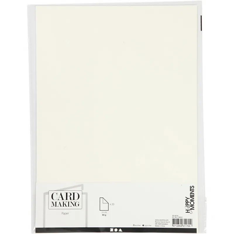 Papier, A4, Blatt 210x297 mm, 80 g, Naturweiß, 20 Stk/ 1 Pck