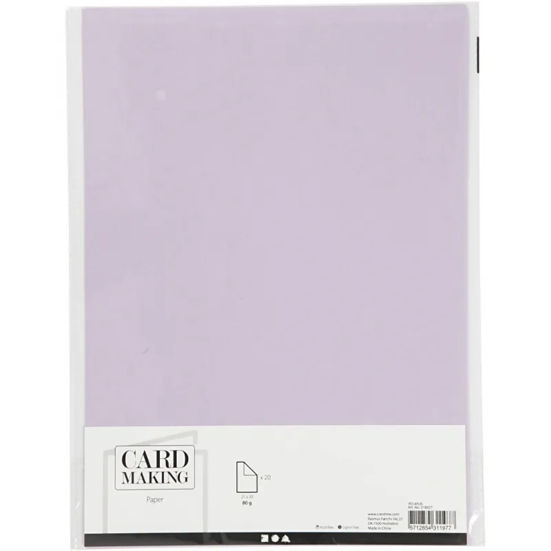 Papier, A4, Blatt 210x297 mm, 80 g, Helllila, 20 Stk/ 1 Pck