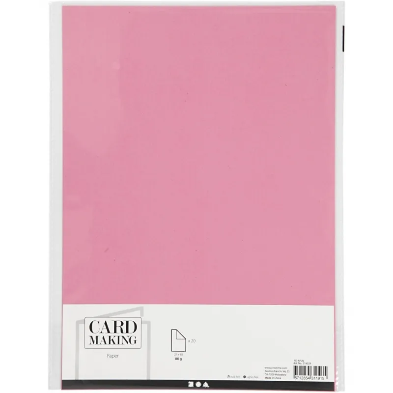 Papier, A4, Blatt 210x297 mm, 80 g, Pink, 20 Stk/ 1 Pck