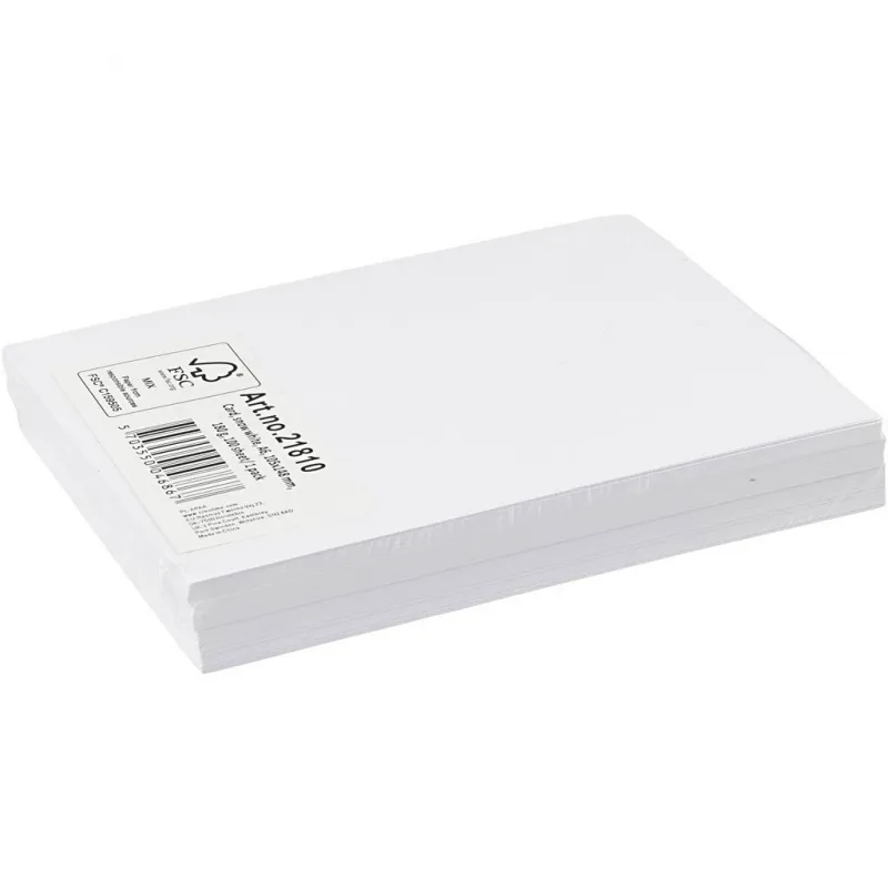 Bastelkarton, A6, Blatt 105x148 mm, 180 g, Weiß, 100 Bl./ 1 Pck