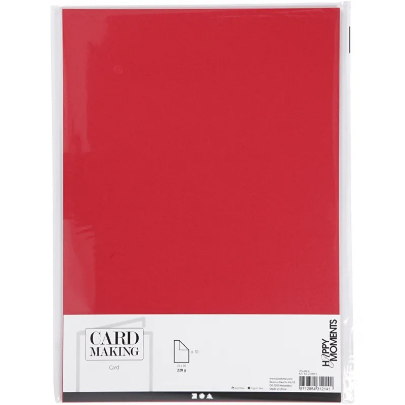 Karton, A4, Blatt 210x297 mm, 220 g, Rot, 10 Bl./ 1 Pck