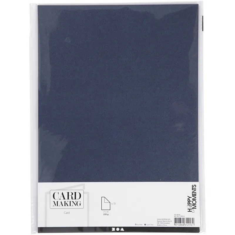 Karton, A4, Blatt 210x297 mm, 220 g, Blau, 10 Bl./ 1 Pck