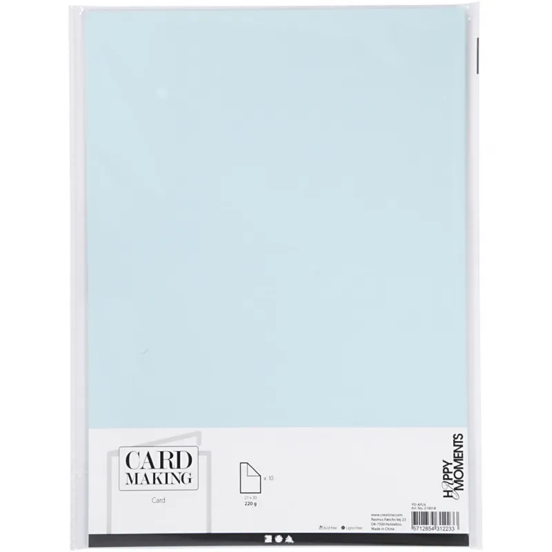 Karton, A4, Blatt 210x297 mm, 220 g, Hellblau, 10 Bl./ 1 Pck