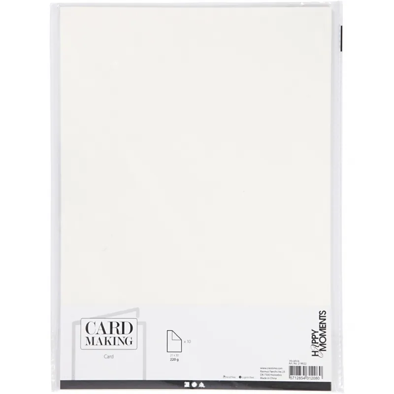 Karton, A4, Blatt 210x297 mm, 220 g, Naturweiß, 10 Bl./ 1 Pck