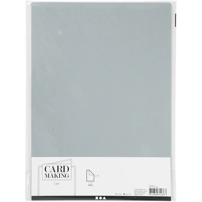 Karton, A4, Blatt 210x297 mm, 220 g, Grau, 10 Bl./ 1 Pck