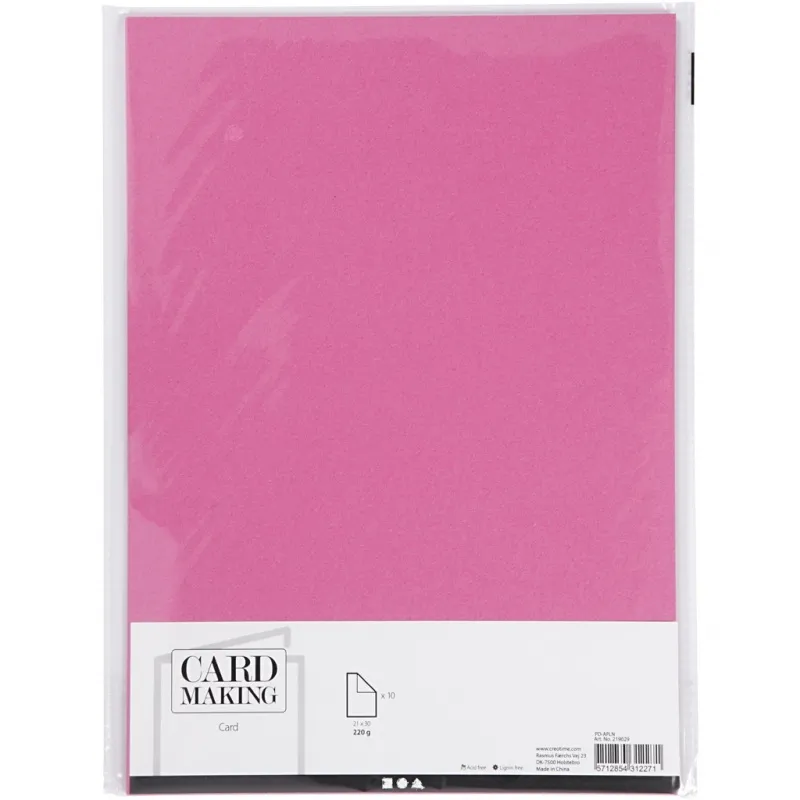 Karton, A4, Blatt 210x297 mm, 220 g, Pink, 10 Bl./ 1 Pck