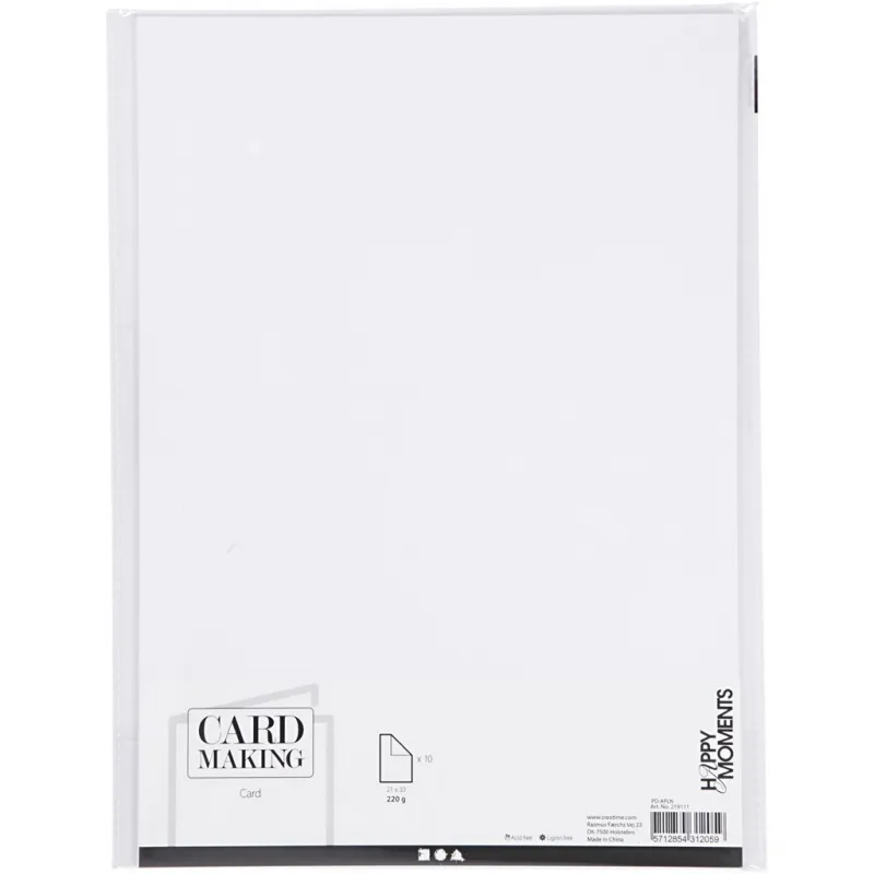 Karton, A4, Blatt 210x297 mm, 220 g, Weiß, 10 Bl./ 1 Pck