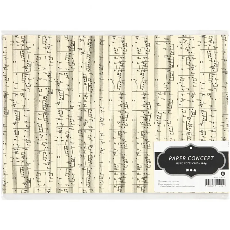 Karton, Musiknoten, A4, Blatt 210x297 mm, 180 g, 10 Bl./ 1 Pck