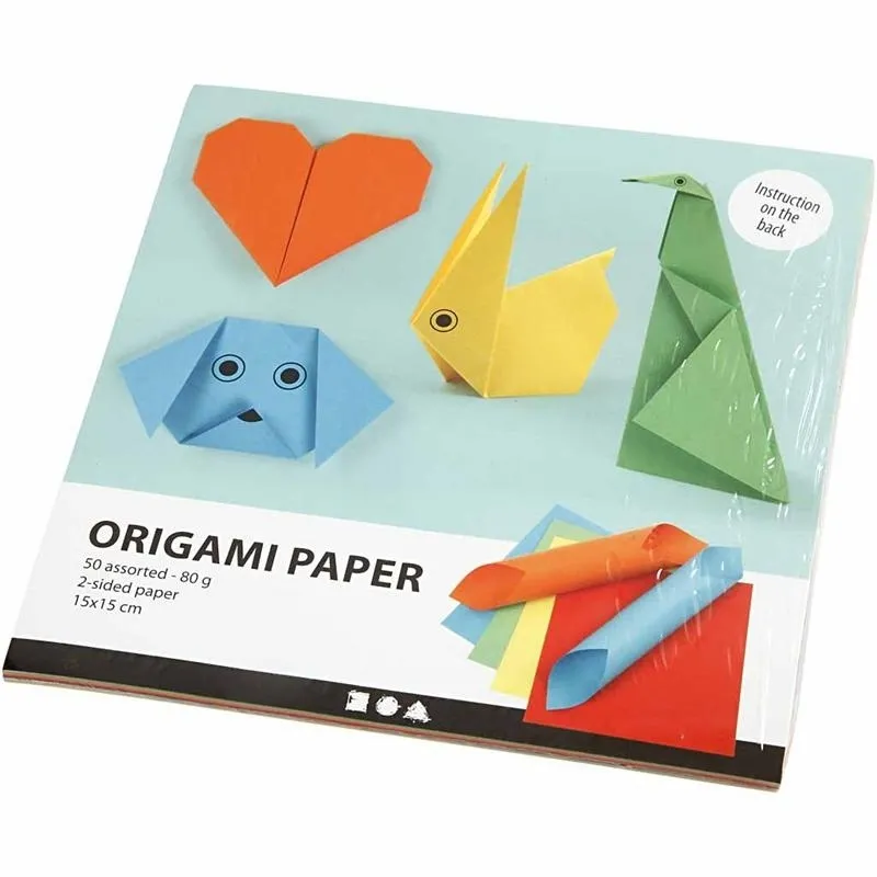 Origami-Papier, Größe 15x15 cm, 80 g, 5x10 Bl./ 1 Pck