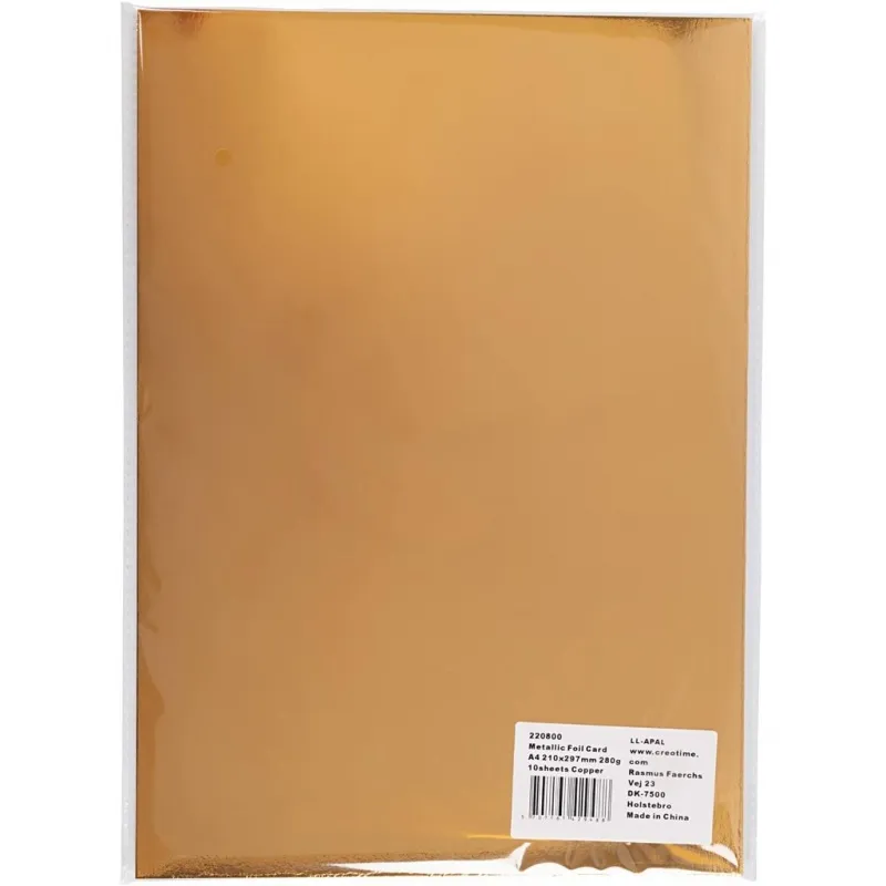 Metallic-Folienkarton, A4, Blatt 210x297 mm, 280 g, Kupfer, 10 Bl./ 1 Pck