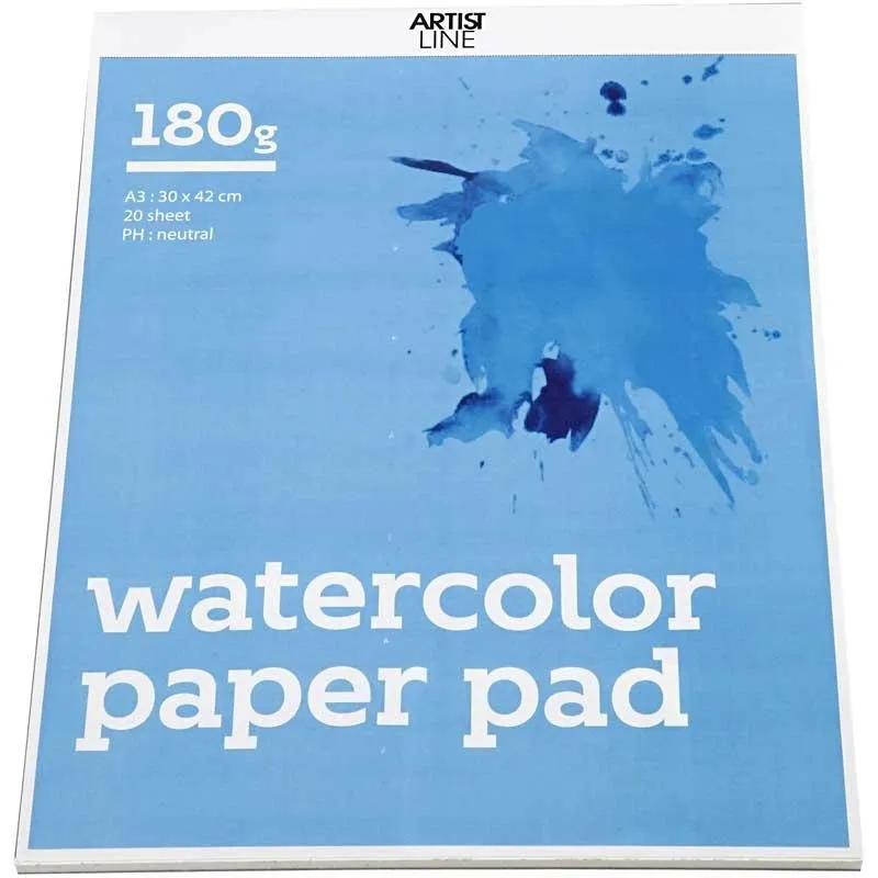 Aquarellblock, A3, Blatt 297x420 mm, 180 g, Weiß, 20 Bl./ 1 Stk