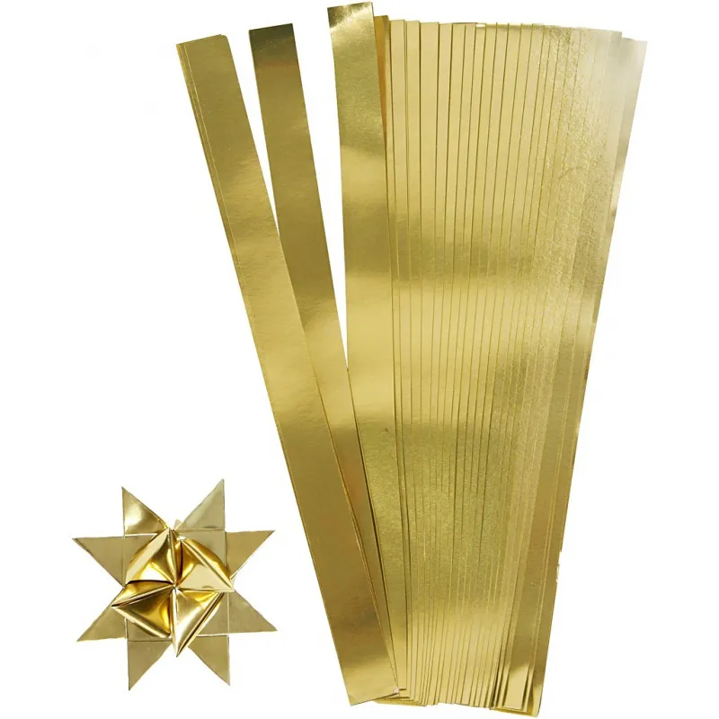 Papierstreifen für Sterne, L 45 cm, D 4,5 cm, B 10 mm, Gold, 100 Streifen/ 1 Pck