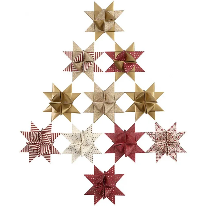 Papierstreifen für Fröbelsterne, L 44+78 cm, D 6,5+11,5 cm, B 15+25 mm, Rot, Weiß, 60 Streifen/ 1 Pck