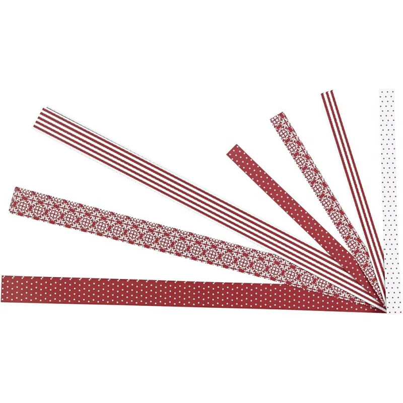 Papierstreifen für Fröbelsterne, L 44+78 cm, D 6,5+11,5 cm, B 15+25 mm, Rot, Weiß, 60 Streifen/ 1 Pck